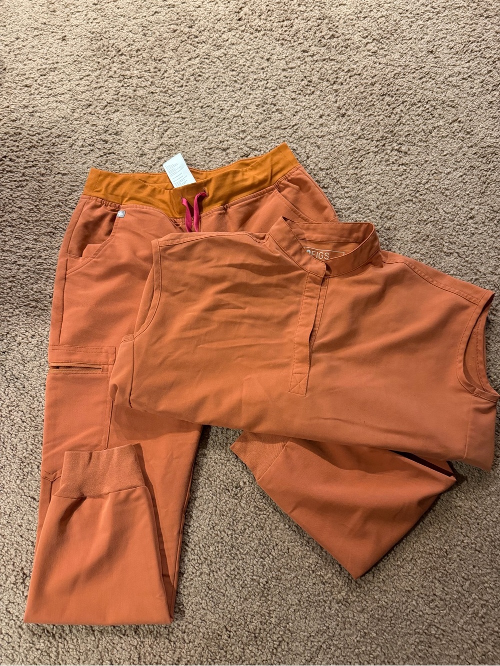 Figs Terracotta joggers & Rafaela scrub top set